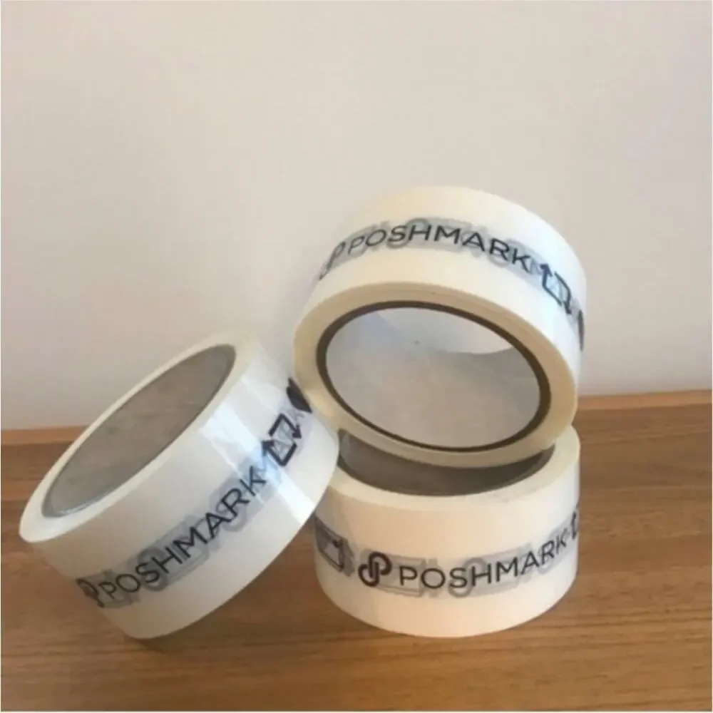 1 NEW POSHMARK Posh Fixings Gloss White Burgundy Logo Packing Tape Single Roll